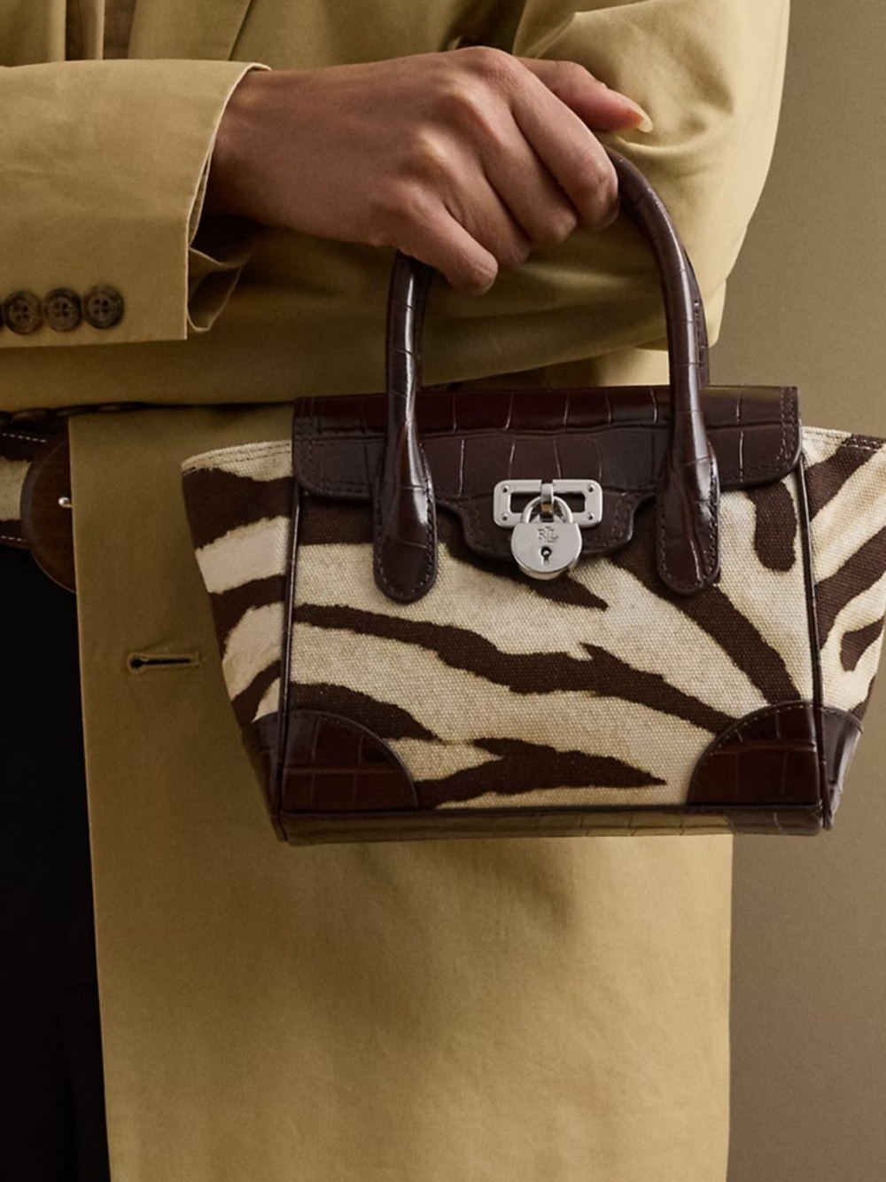Ralph Lauren Zebra-Print Canvas Small Tanner Satchel